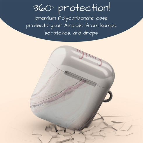 Nude Marble Custom Name AirPods Case